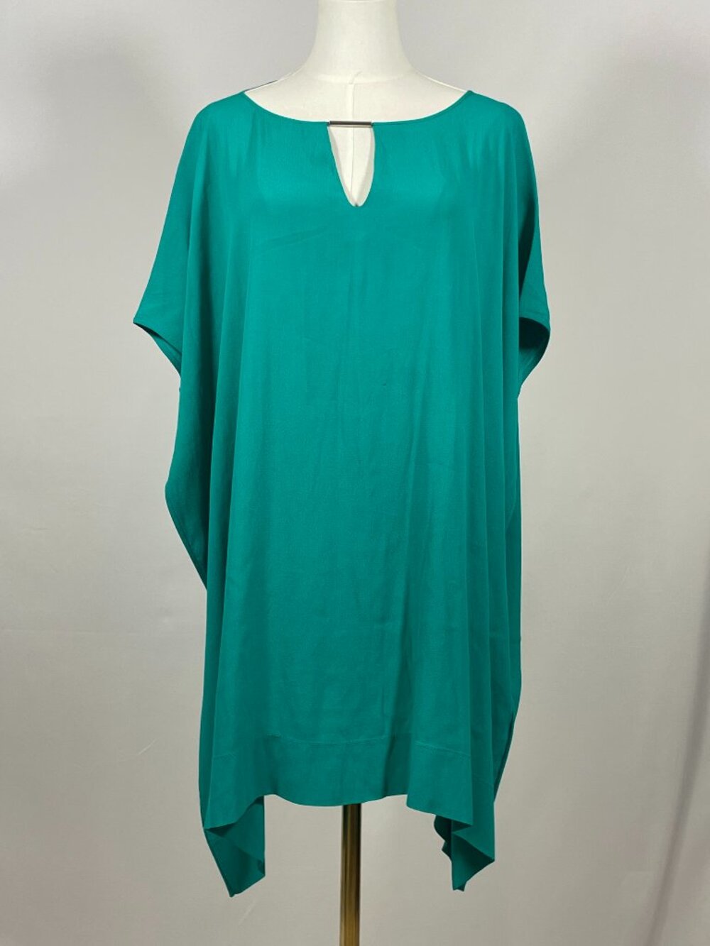 Diane von Furstenberg "Beonica" Teal Green Keyhole Caftan Tunic Dress Size P/XS